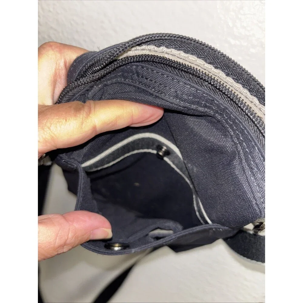 Lacoste Black Crossbody Bag Small Shoulder Bag Adjustable Strap Nylon Logo Snaps